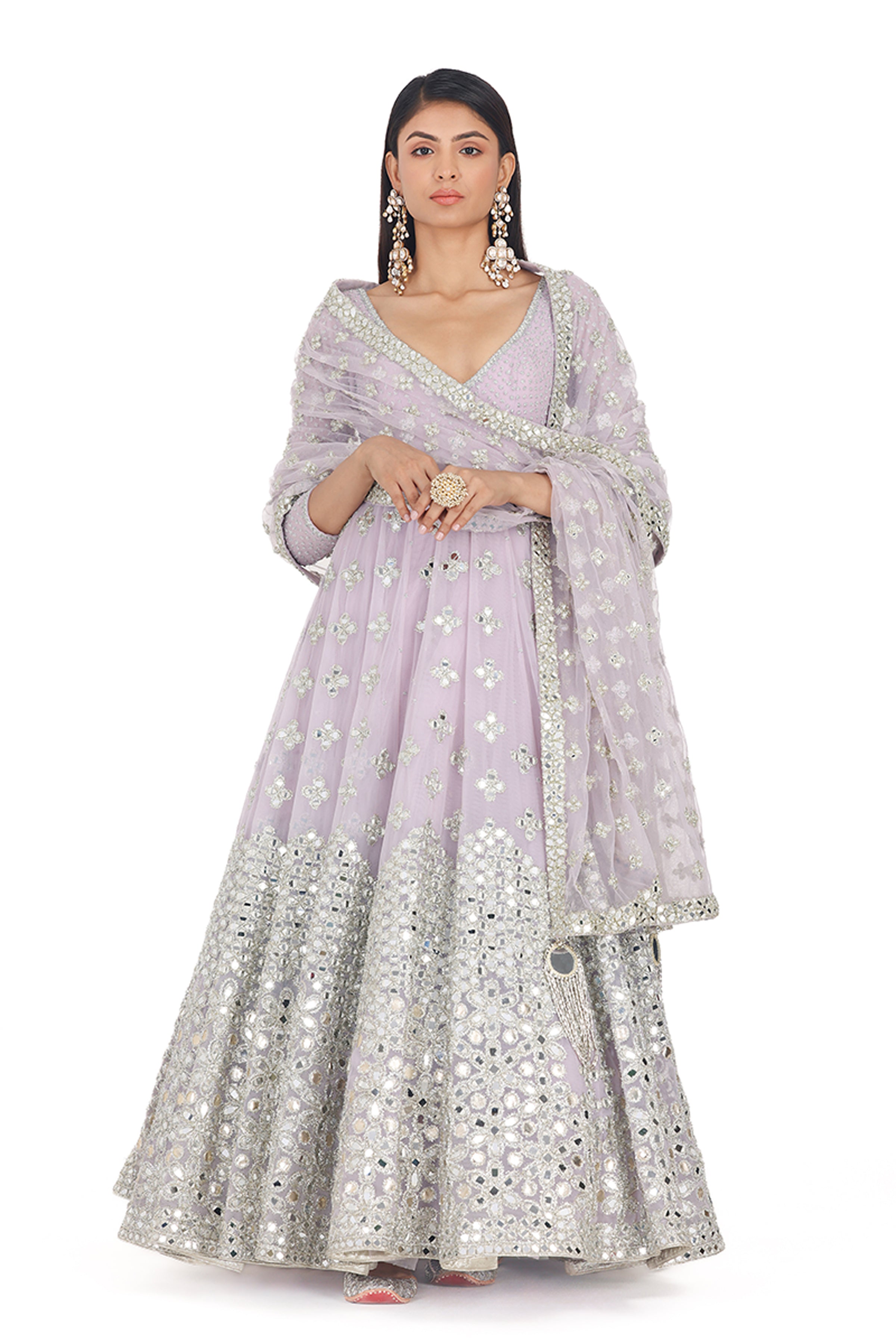 ANARKALI DUPATTA CHURIDAR LILAC