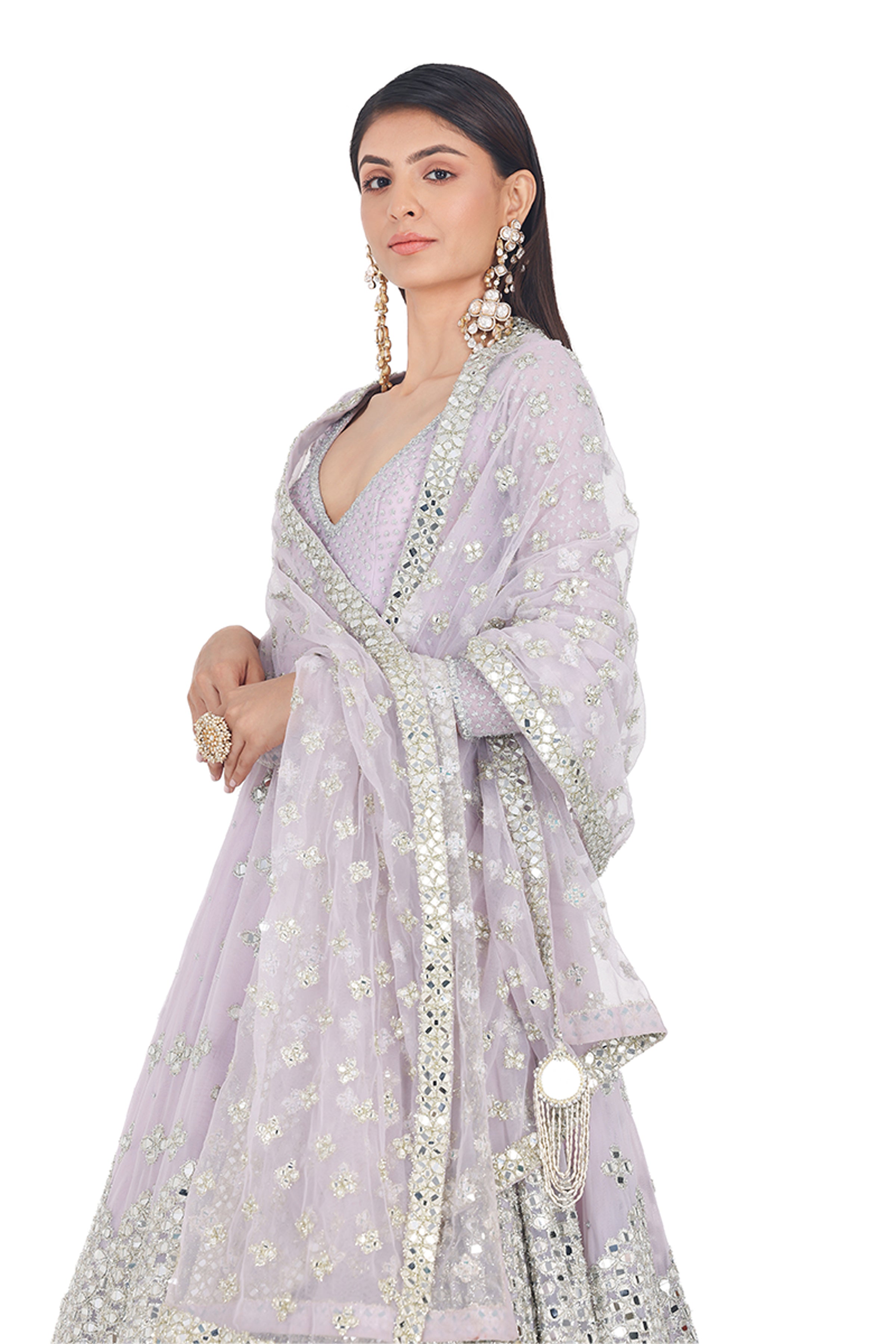 ANARKALI DUPATTA CHURIDAR LILAC