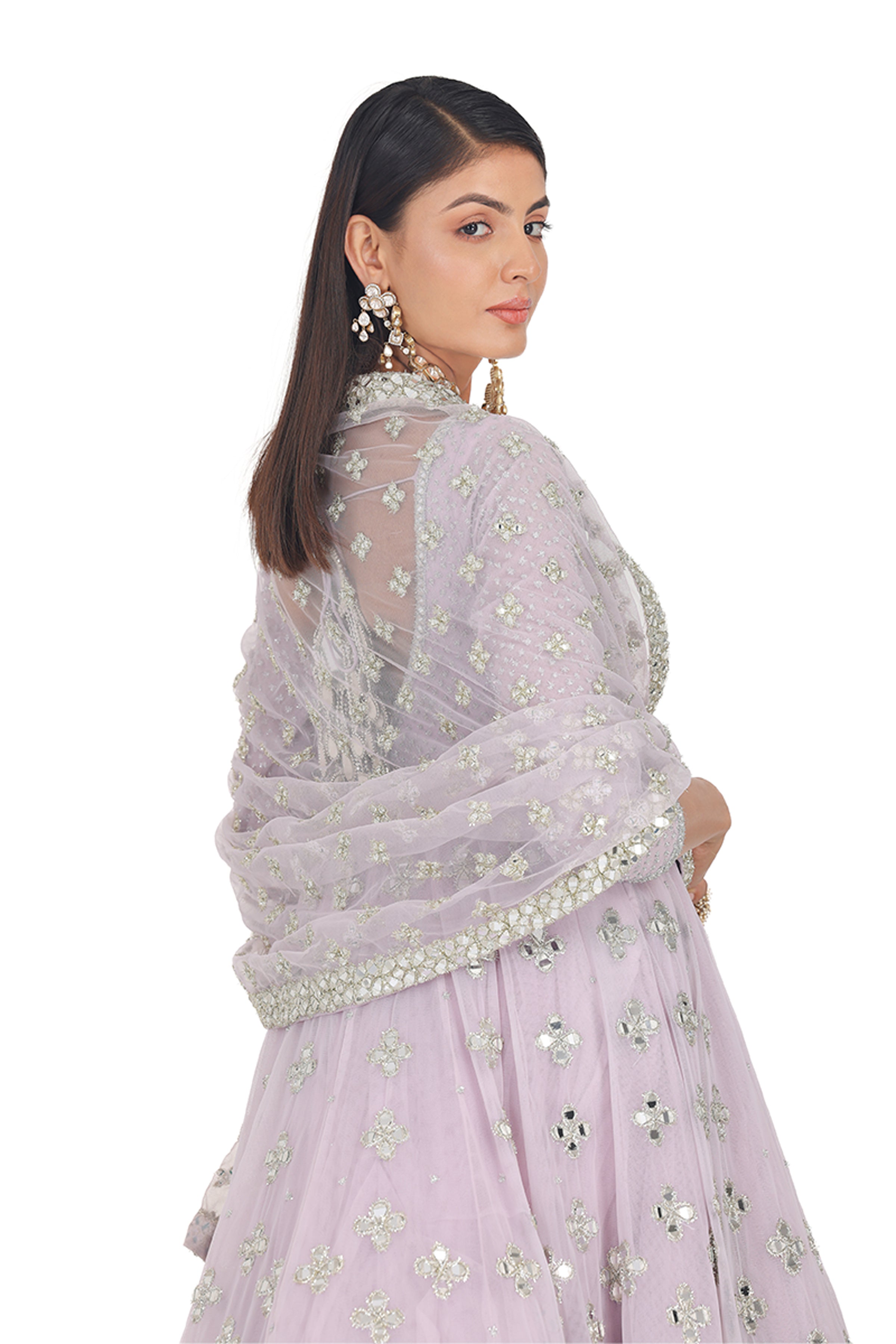 ANARKALI DUPATTA CHURIDAR LILAC