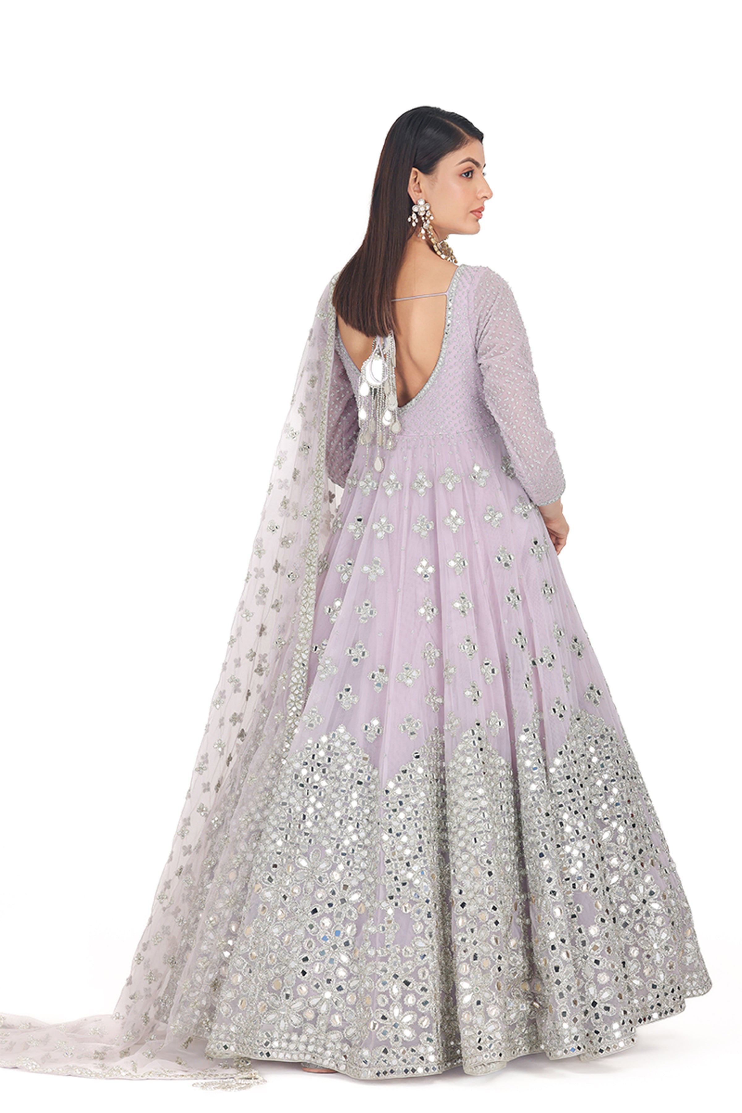 ANARKALI DUPATTA CHURIDAR LILAC
