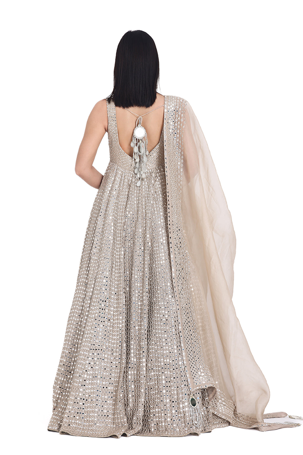 ABHINAV MISHRA GOWN DUPATTA BEIGE