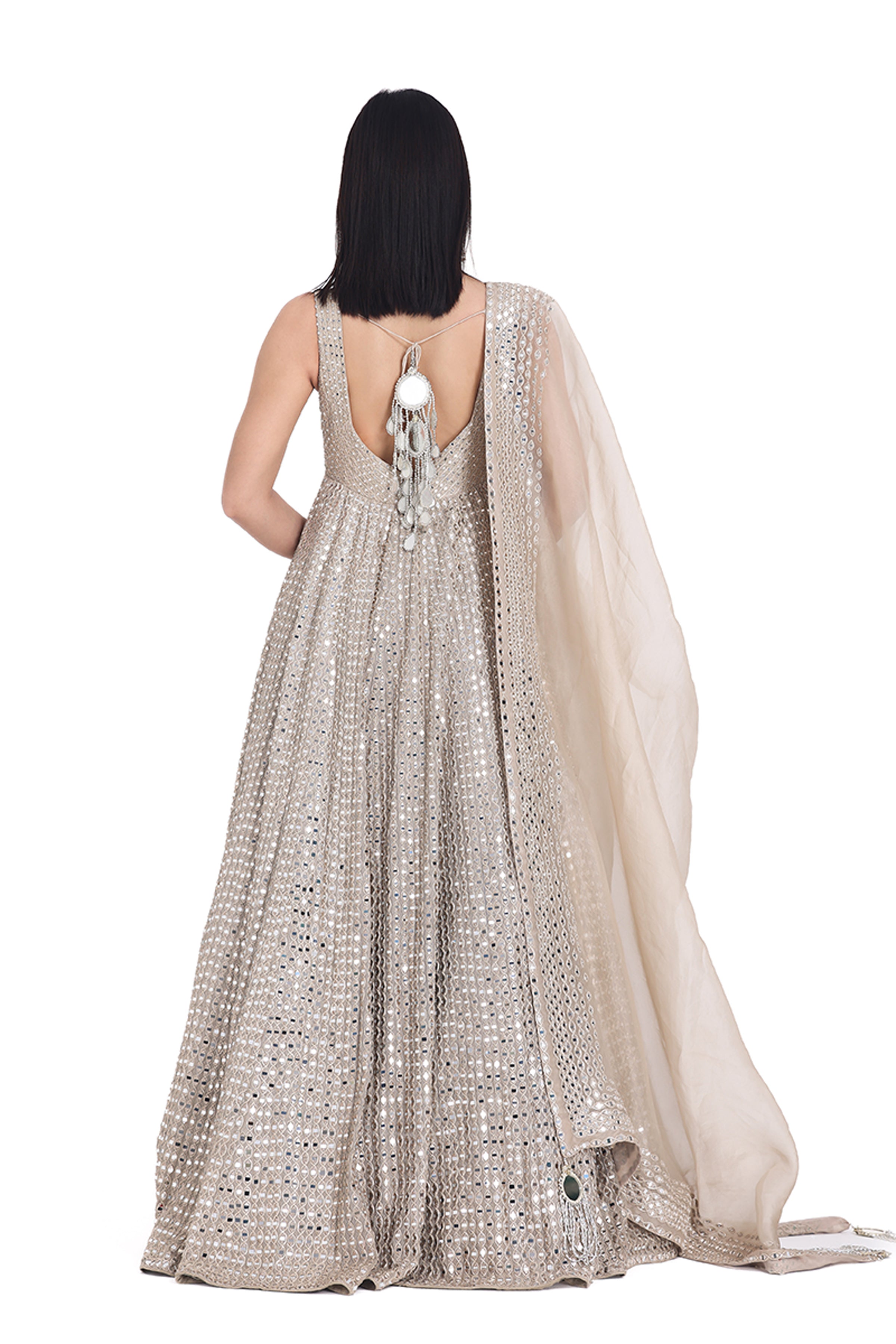 ABHINAV MISHRA GOWN DUPATTA BEIGE