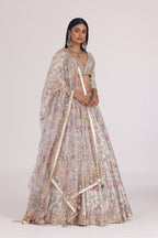 ABHINAV MISHRA LEHENGA BLOUSE DUPATTA SAGE GREEN