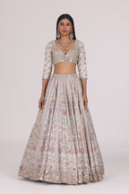 ABHINAV MISHRA LEHENGA BLOUSE DUPATTA SAGE GREEN