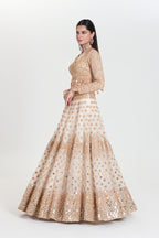 ABHINAV MISHRA LEHENGA BLOUSE DUPATTA IVORY GOLD