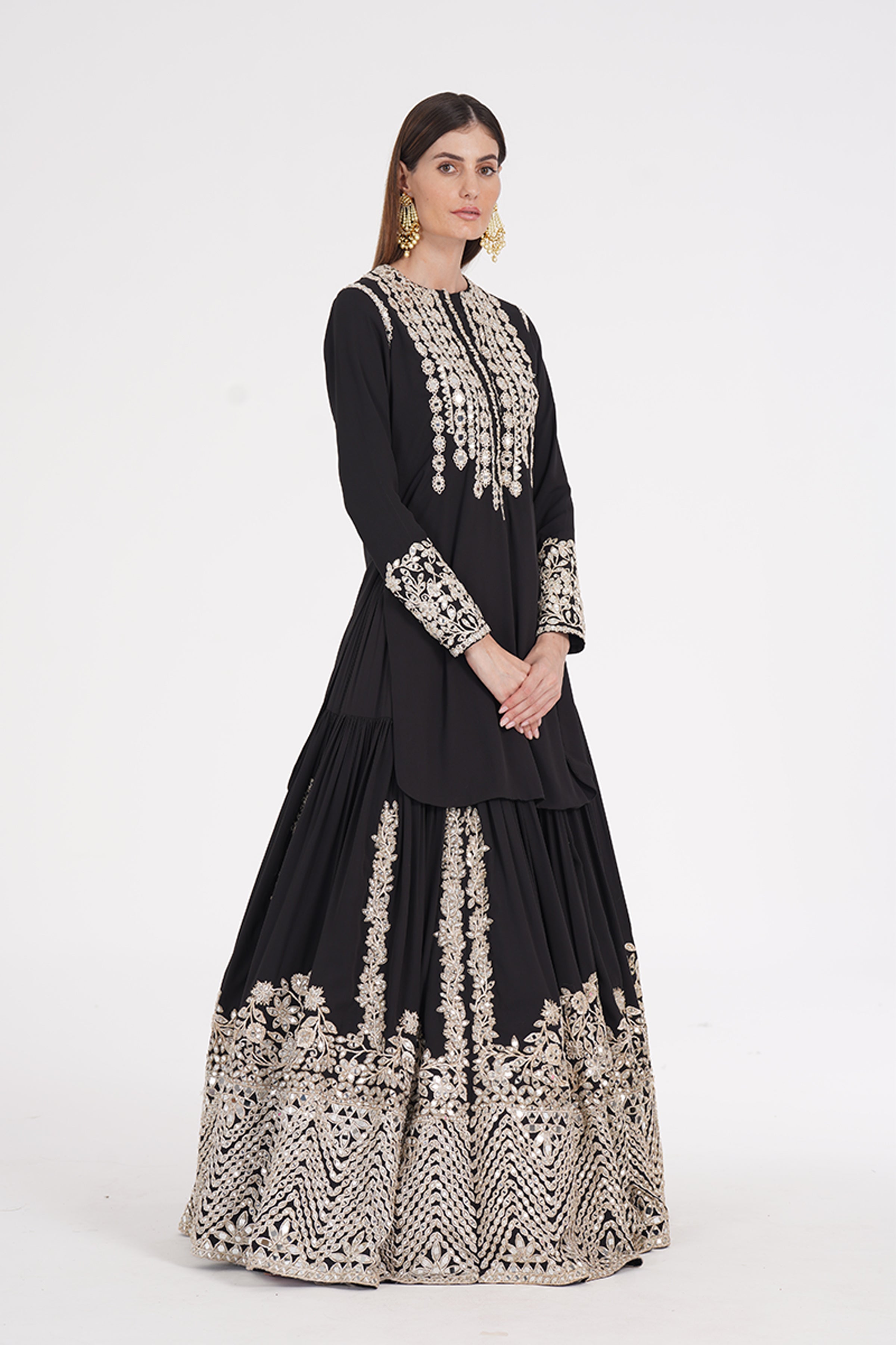 ABHINAV MISHRA LEHENGA KURTI BLACK