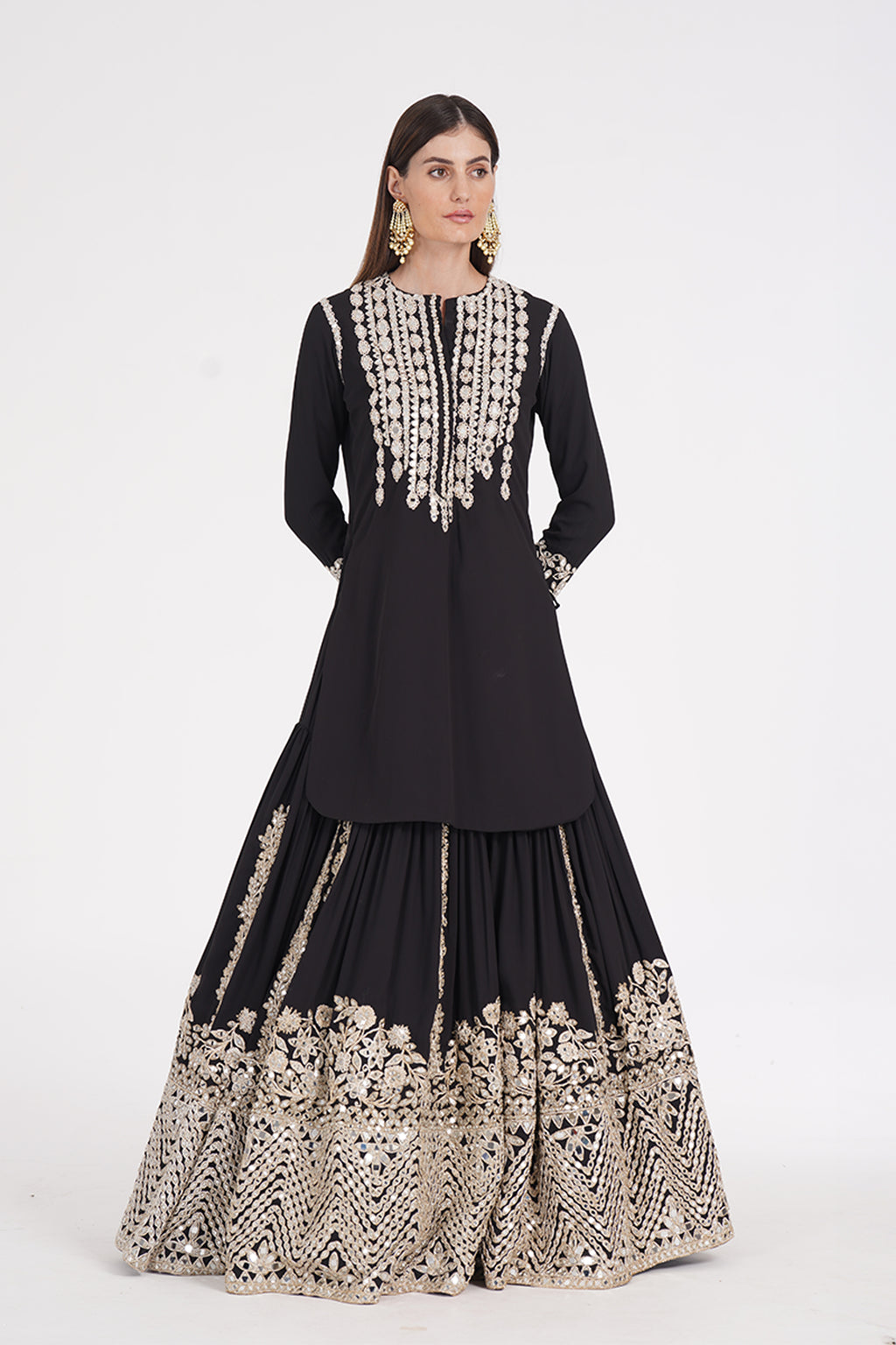 ABHINAV MISHRA LEHENGA KURTI BLACK