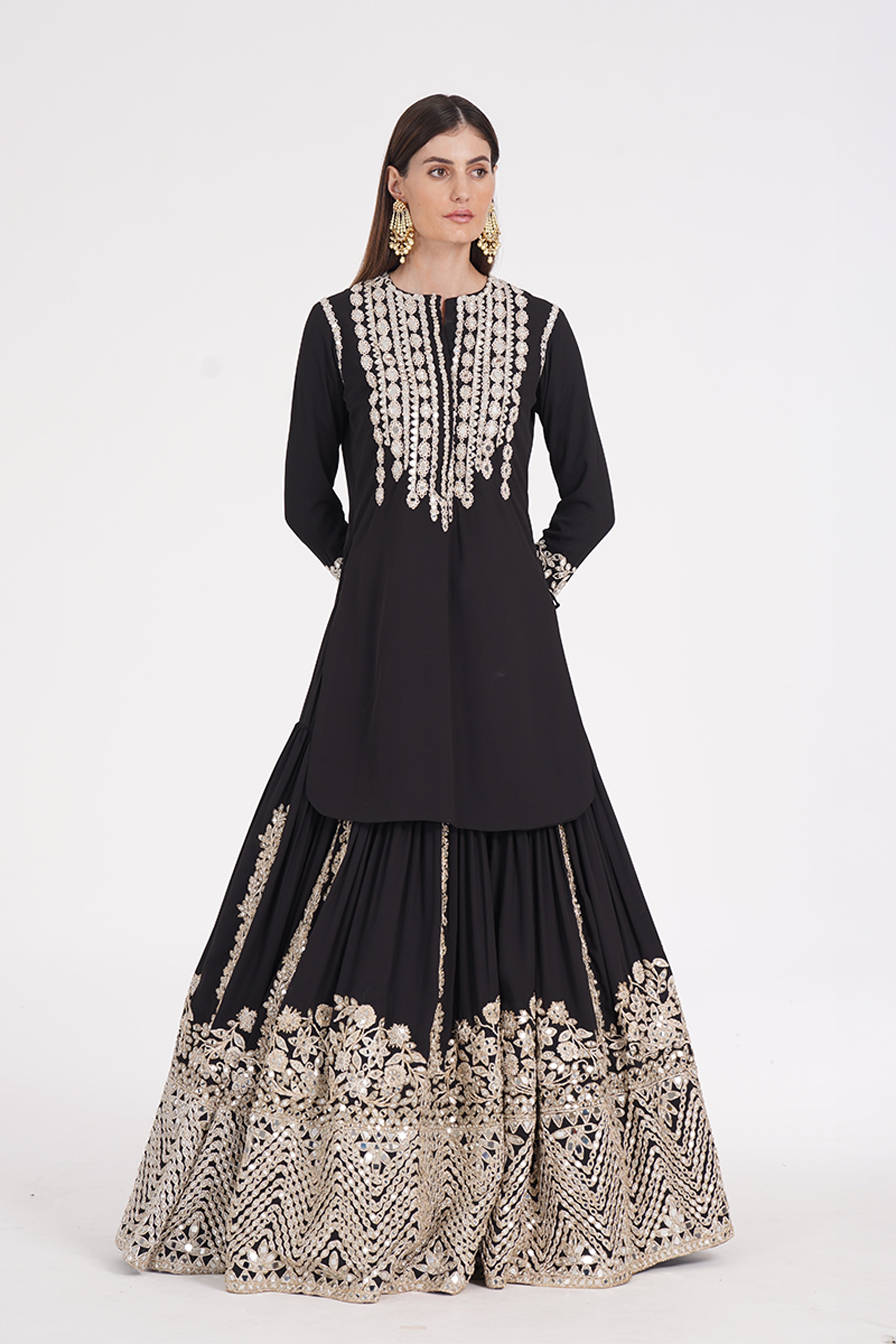 ABHINAV MISHRA LEHENGA KURTI BLACK
