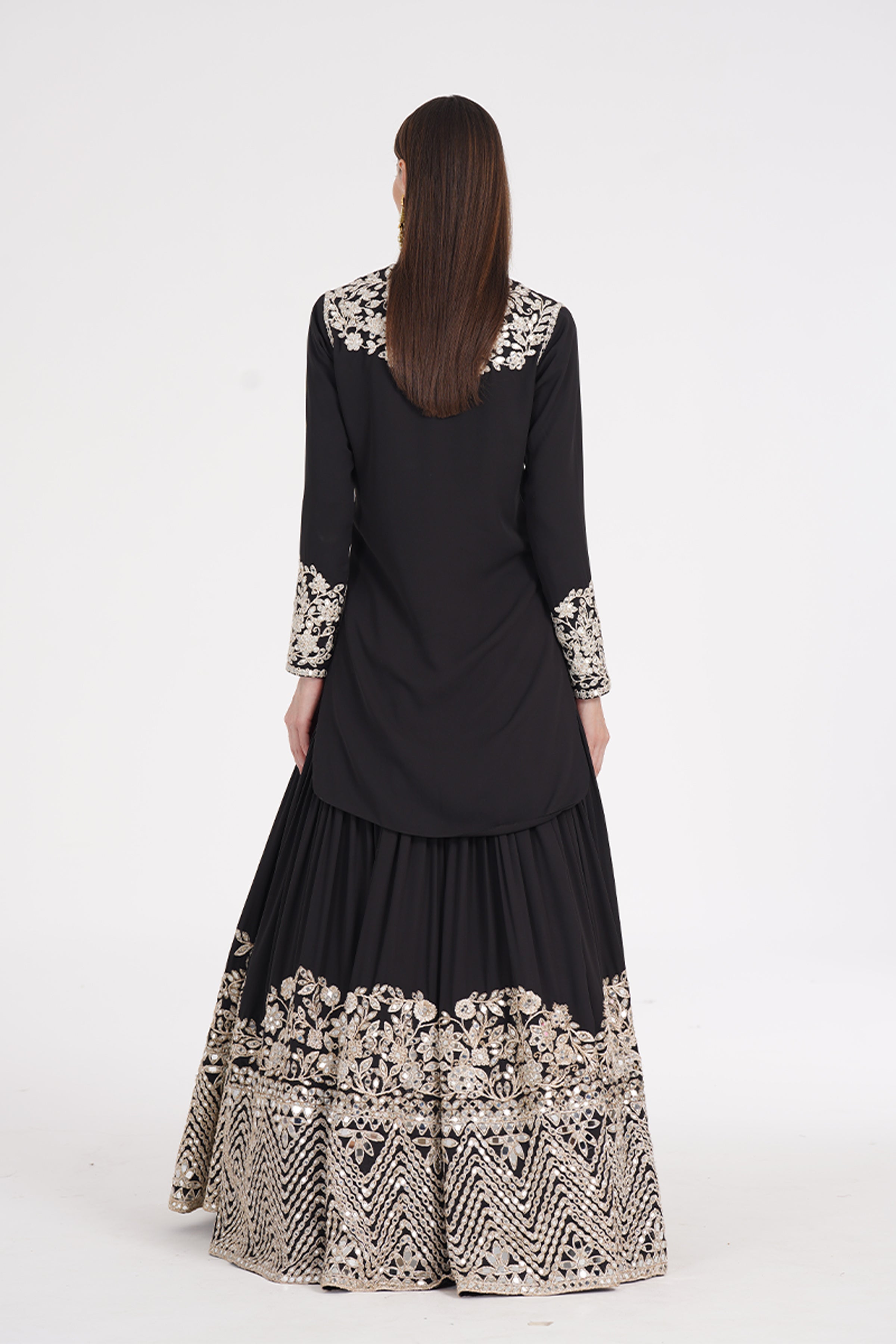ABHINAV MISHRA LEHENGA KURTI BLACK