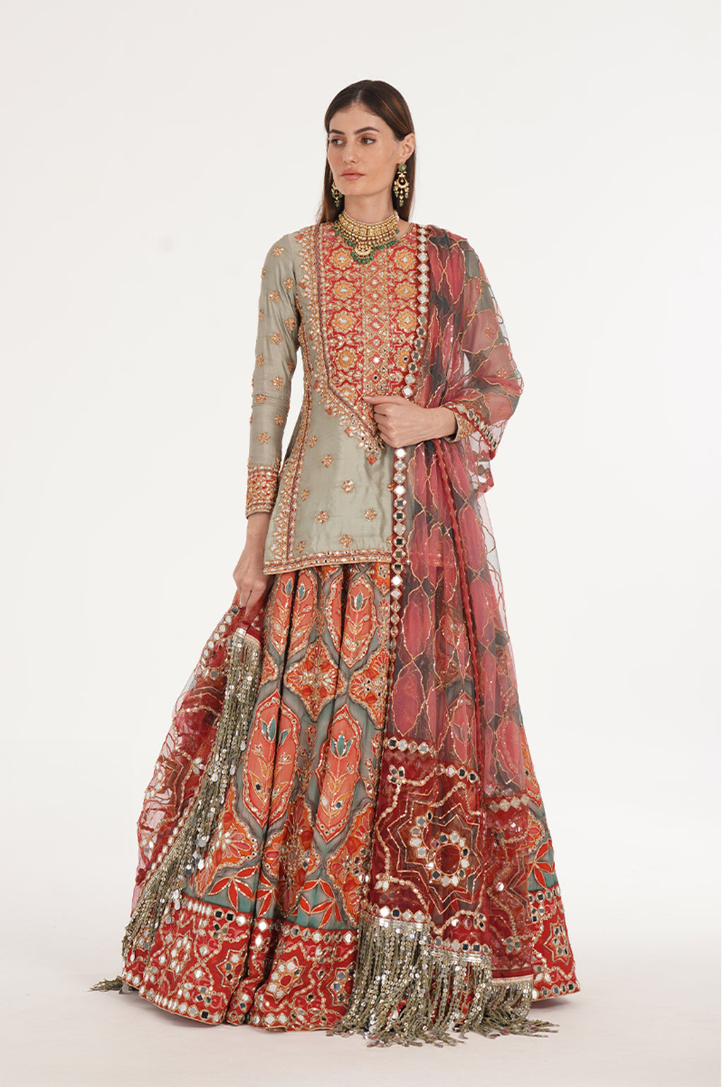 ABHINAV MISHRA LEHENGA KURTI DUPATTA MULTICOLOUR