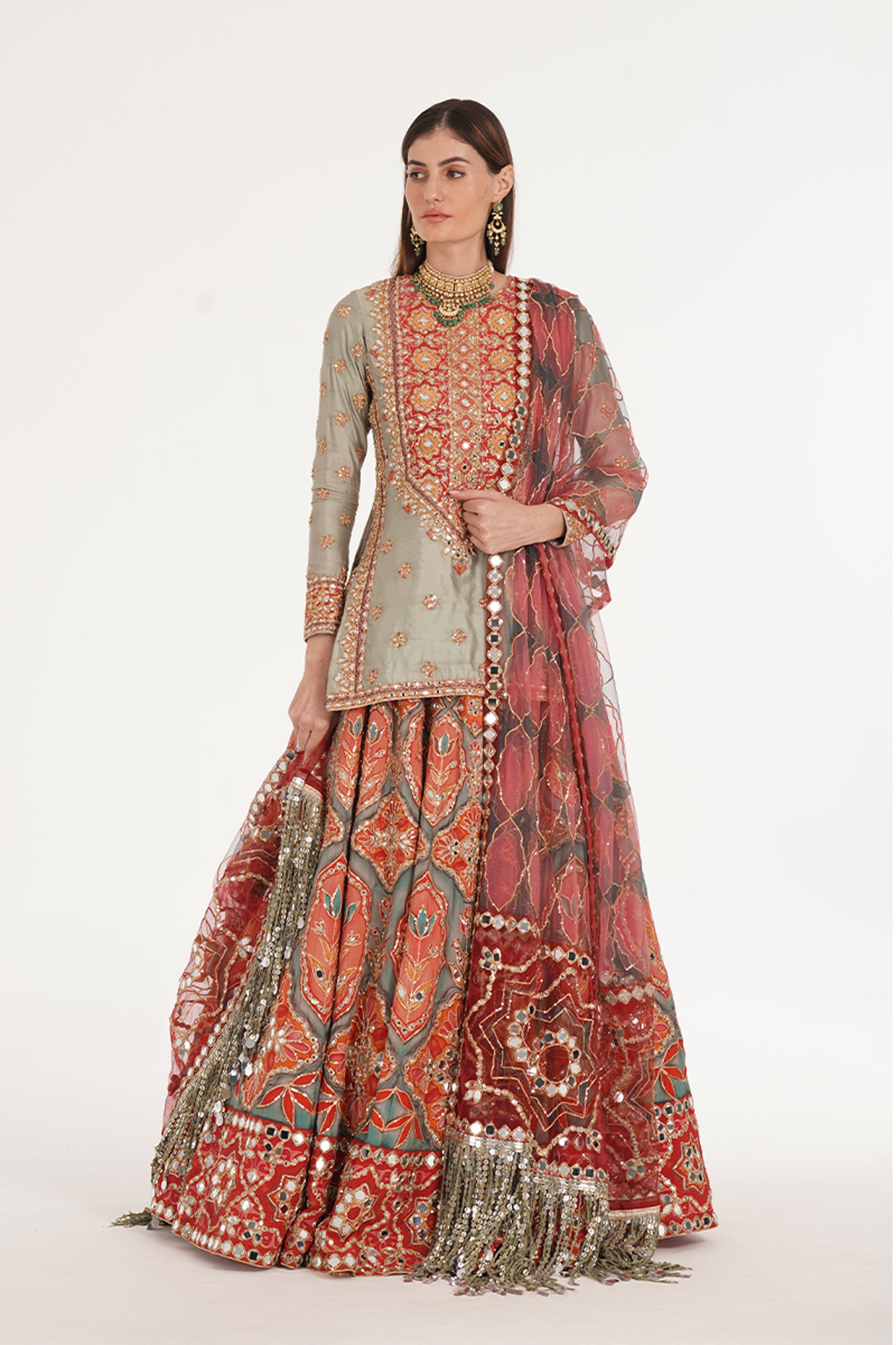 ABHINAV MISHRA LEHENGA KURTI DUPATTA MULTICOLOUR