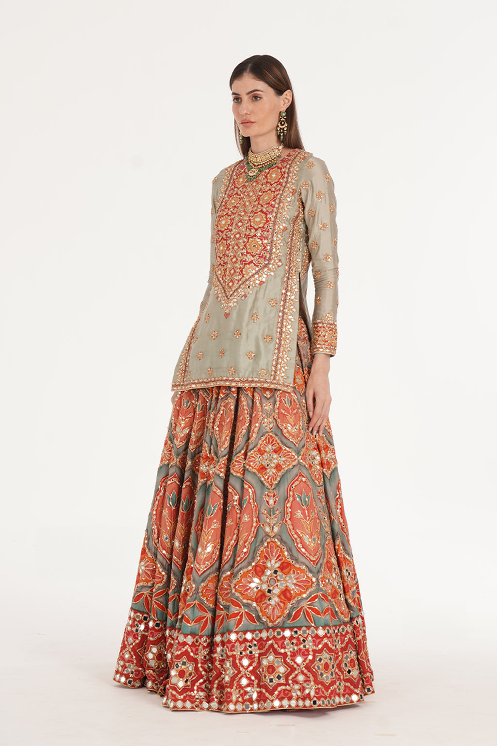 ABHINAV MISHRA LEHENGA KURTI DUPATTA MULTICOLOUR