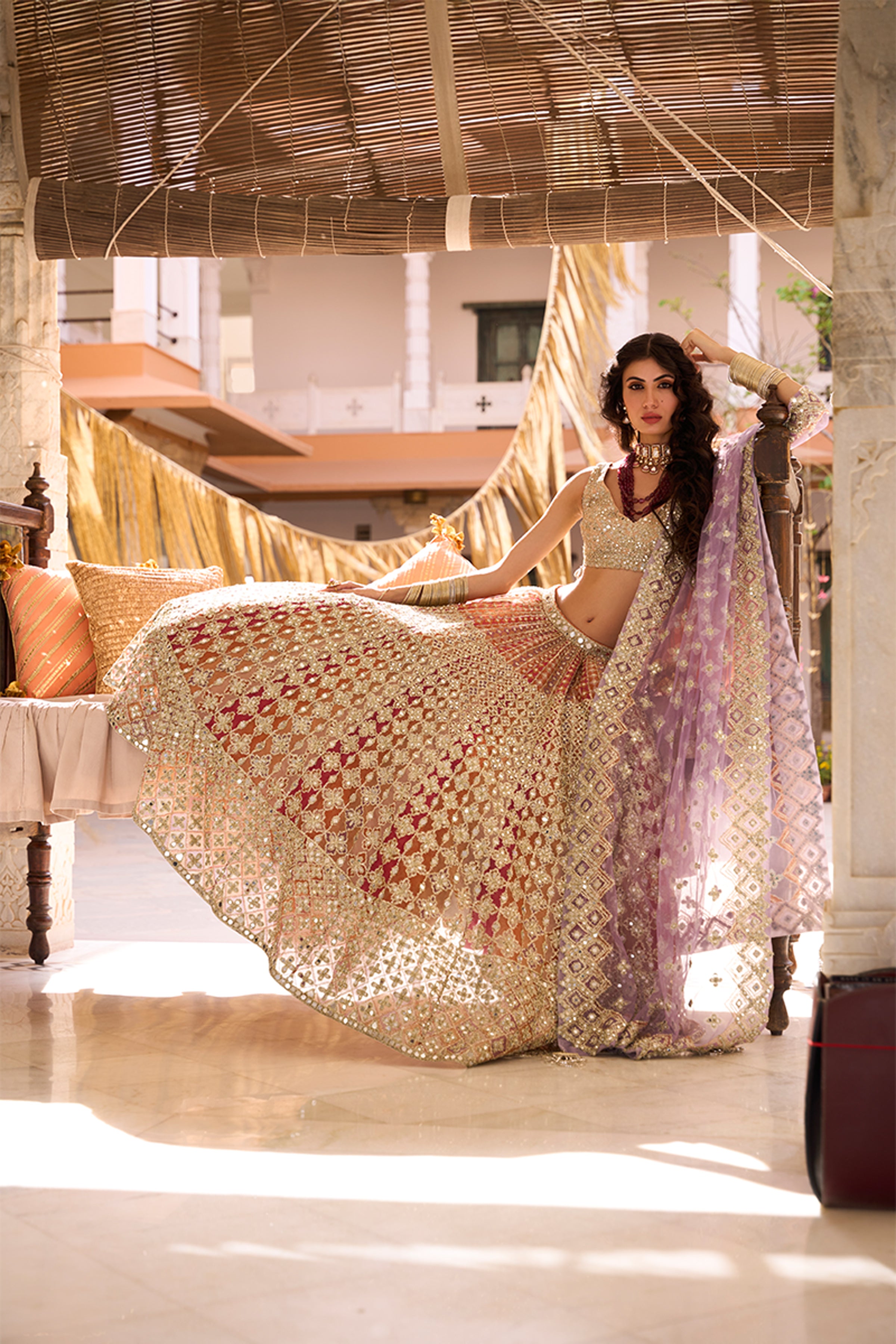 ABHINAV MISHRA LEHENGA BLOUSE DUPATTA MULTICOLOUR