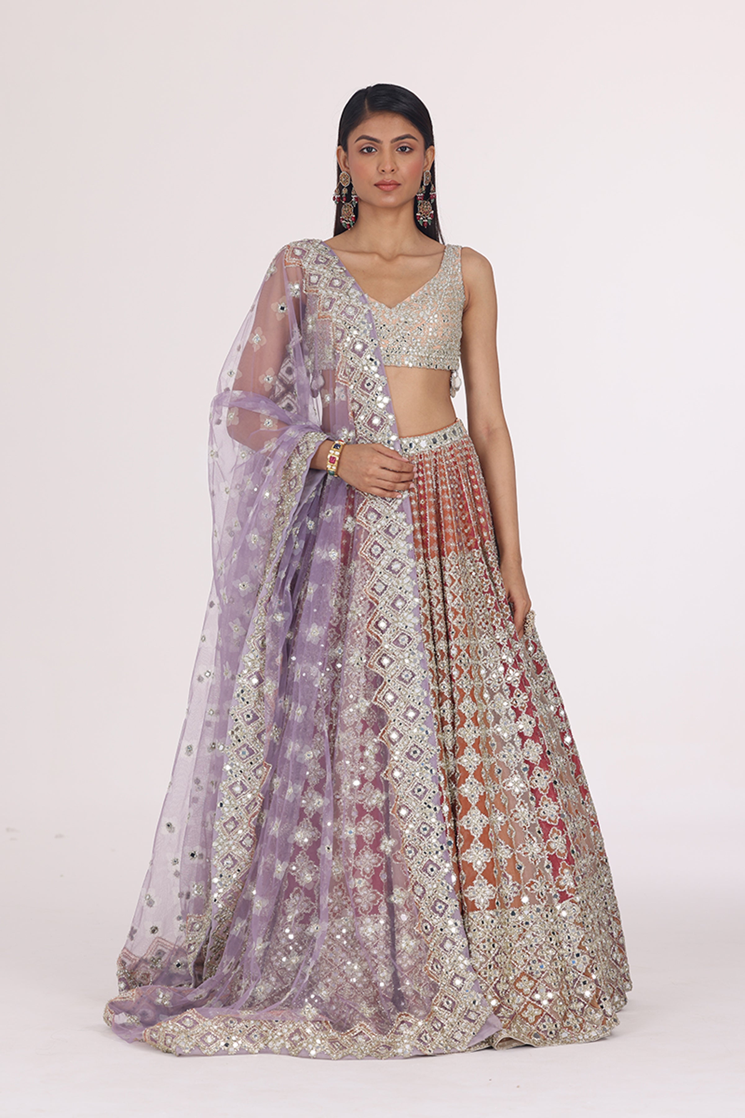 ABHINAV MISHRA LEHENGA BLOUSE DUPATTA MULTICOLOUR
