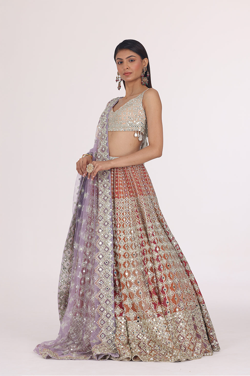 ABHINAV MISHRA LEHENGA BLOUSE DUPATTA MULTICOLOUR