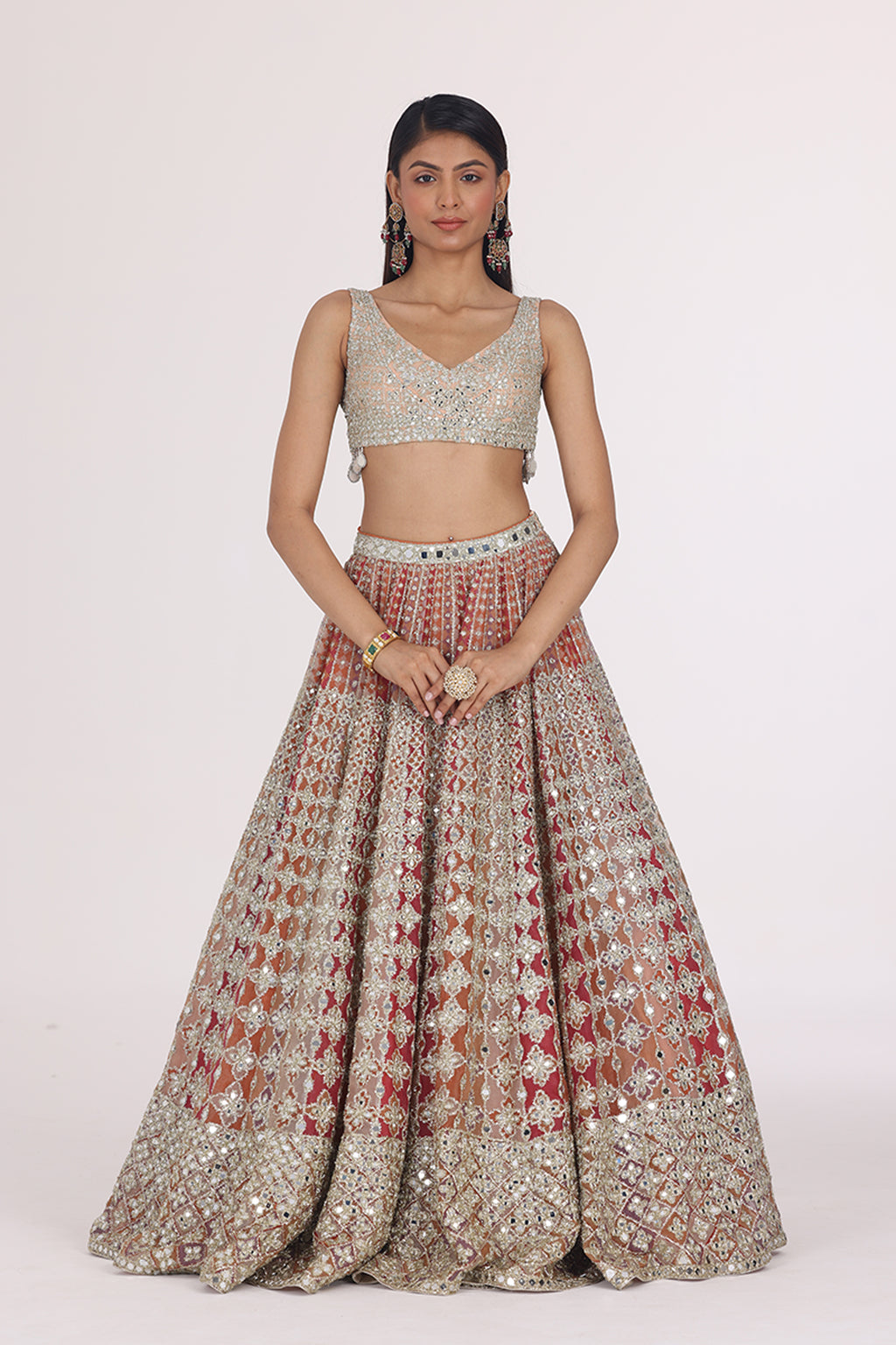 ABHINAV MISHRA LEHENGA BLOUSE DUPATTA MULTICOLOUR