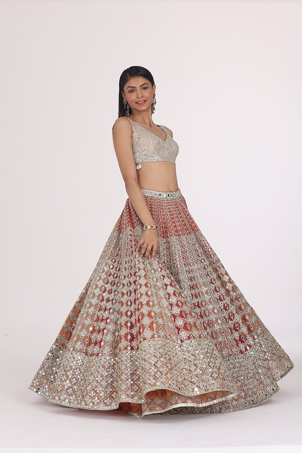 ABHINAV MISHRA LEHENGA BLOUSE DUPATTA MULTICOLOUR