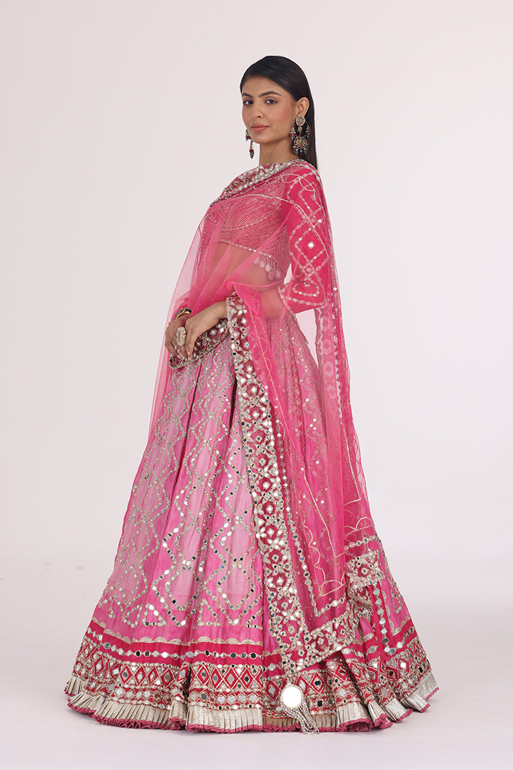 ABHINAV MISHRA LEHENGA BLOUSE DUPATTA PINK