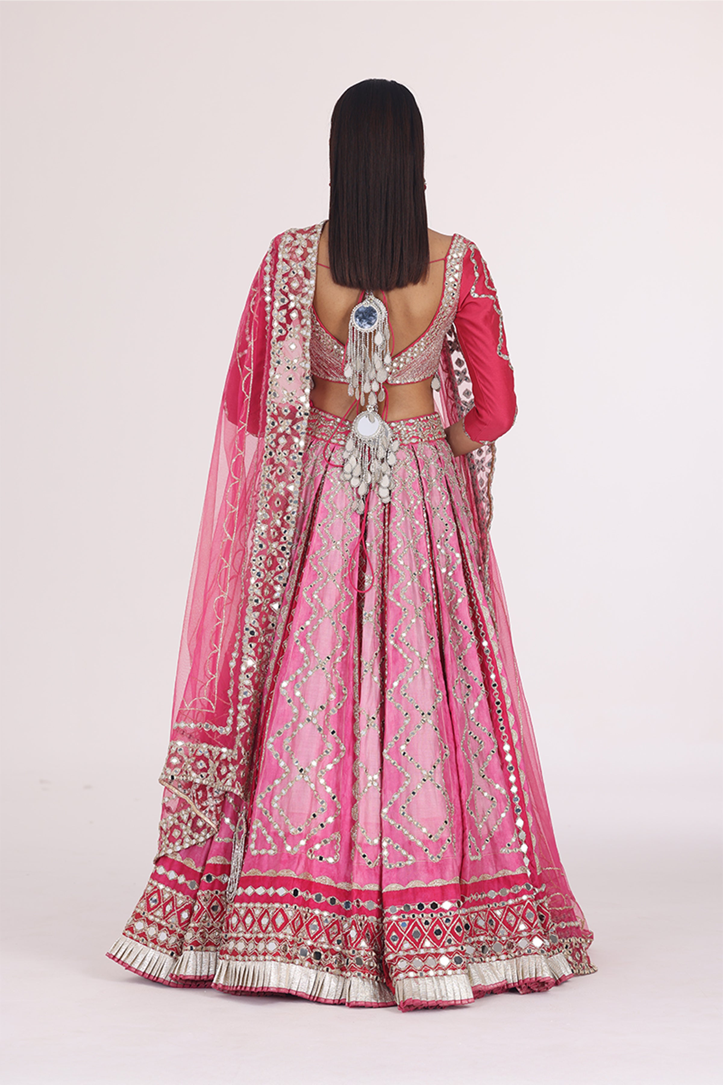 ABHINAV MISHRA LEHENGA BLOUSE DUPATTA PINK