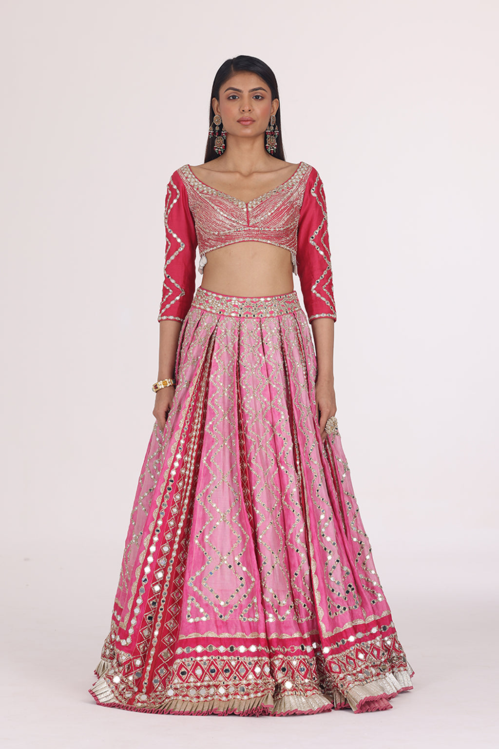 ABHINAV MISHRA LEHENGA BLOUSE DUPATTA PINK