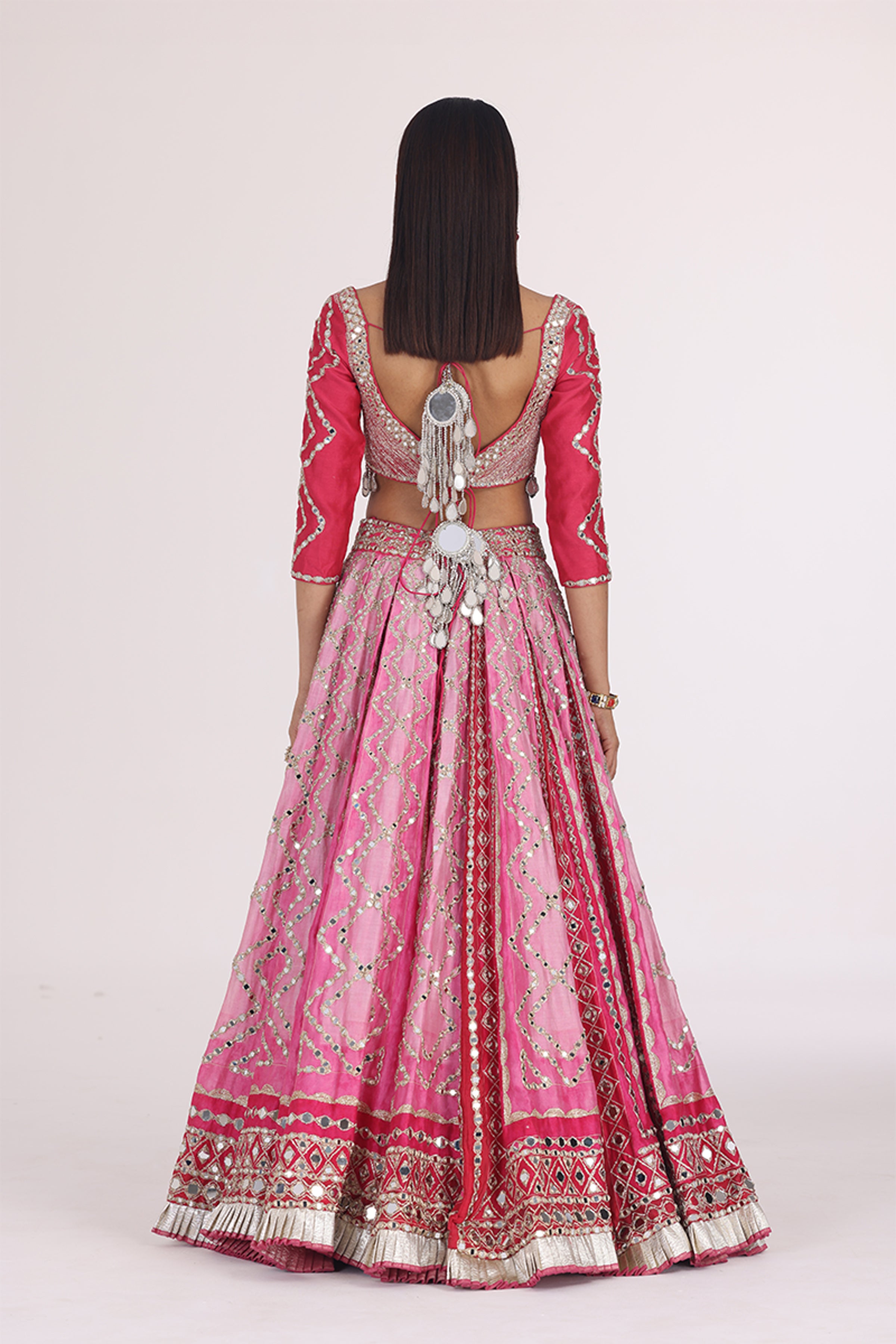 ABHINAV MISHRA LEHENGA BLOUSE DUPATTA PINK