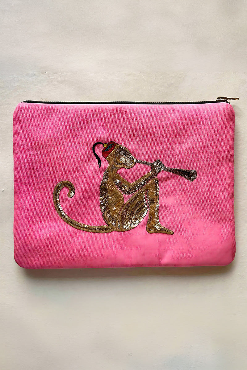 Pouch Denim Orange Pink Red Yellow