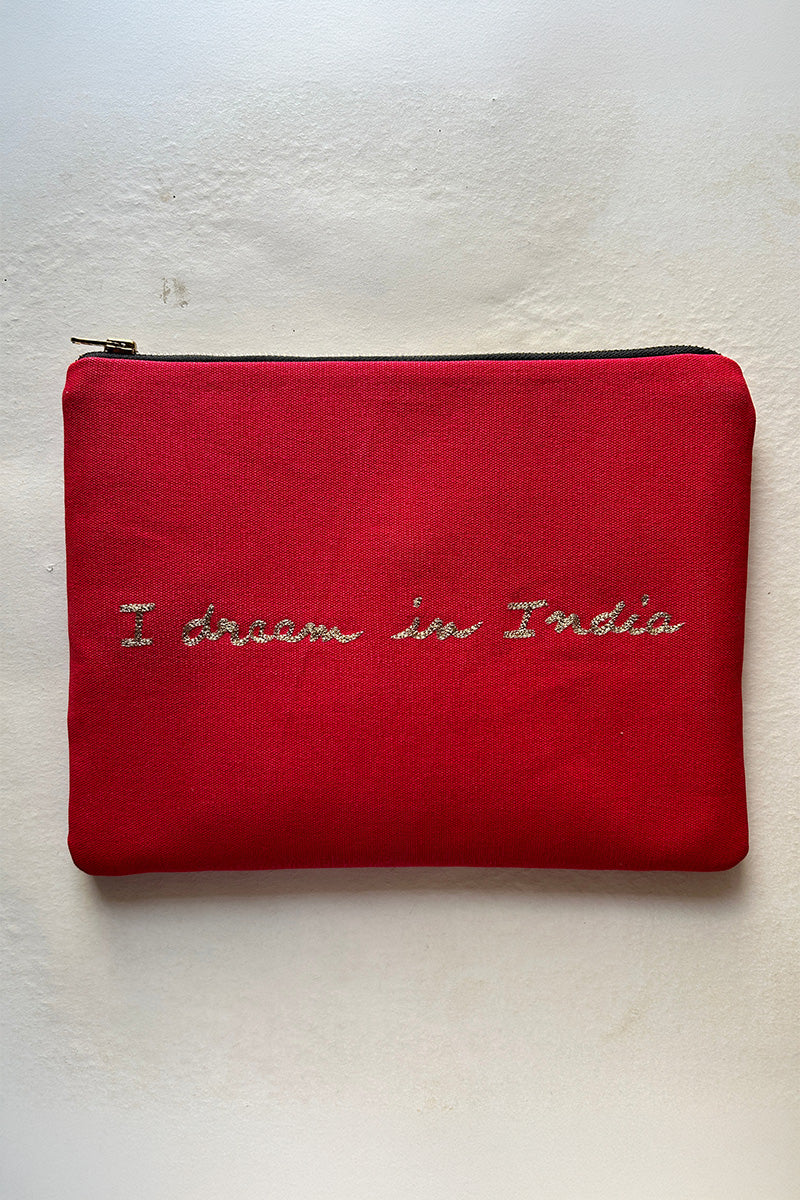 Pouch Denim Orange Pink Red Yellow