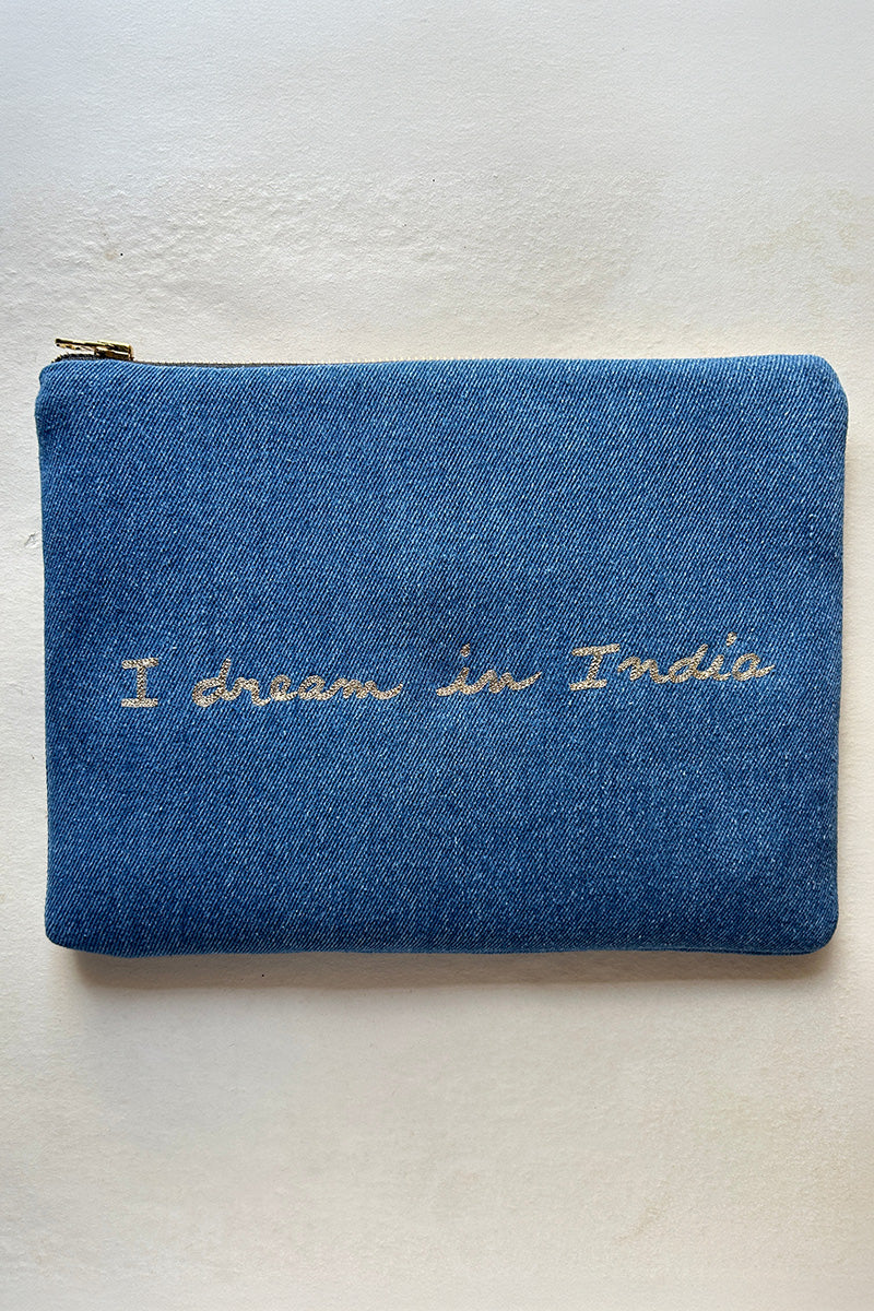 Pouch Olive Ivory Denim Gold