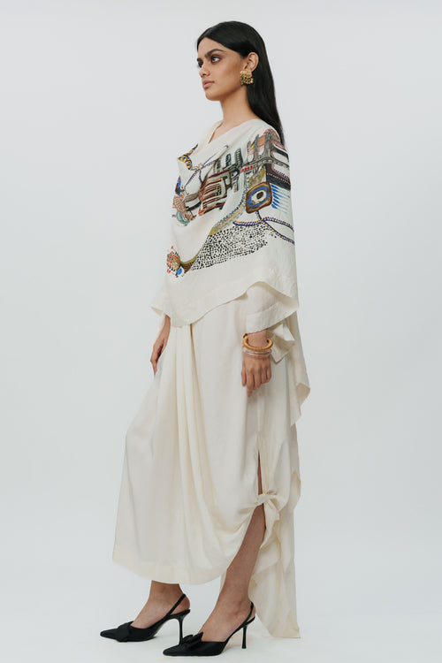 Cape Croptop Skirt Off White