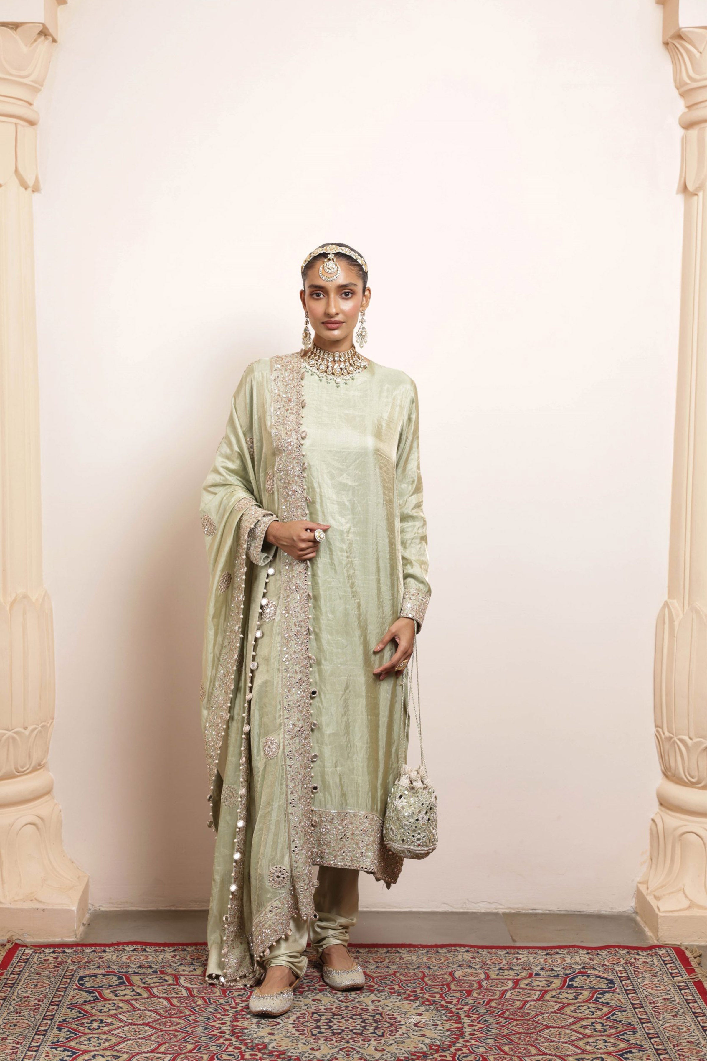 KURTA CHURIDAR DUPATTA SEAGREEN