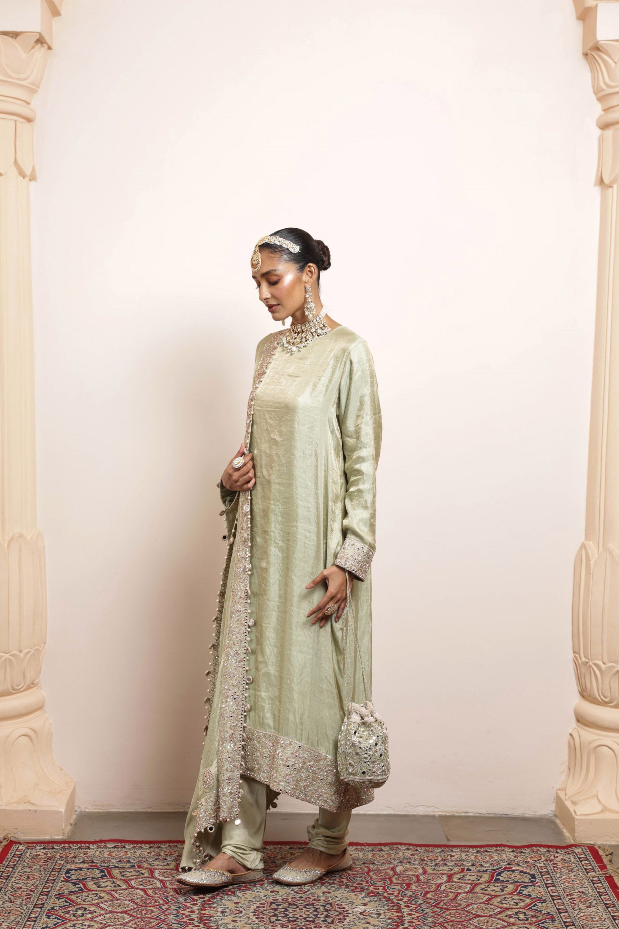 KURTA CHURIDAR DUPATTA SEAGREEN