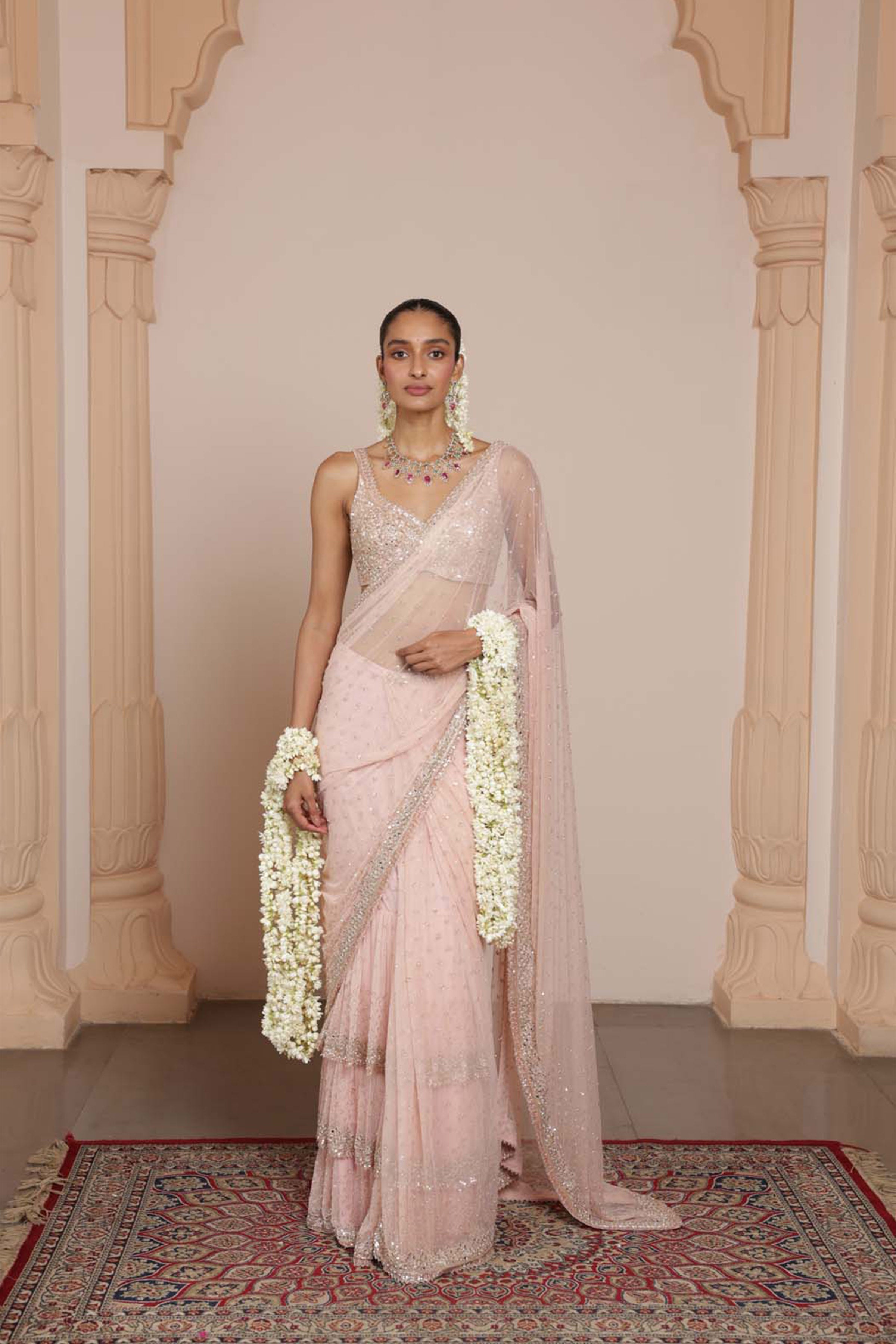 DRAPED SAREE BLOUSE DUST PINK