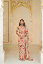 DRAPED SAREE BLOUSE IVORY RED