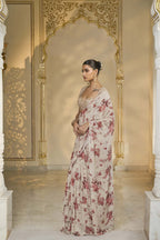DRAPED SAREE BLOUSE IVORY RED