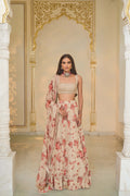 LEHENGA BLOUSE DUPATTA IVORY RED