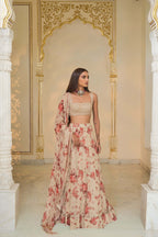 LEHENGA BLOUSE DUPATTA IVORY RED