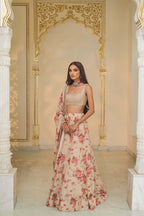 LEHENGA BLOUSE DUPATTA IVORY RED