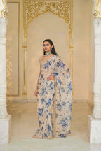 SAREE BLOUSE IVORY BLUE