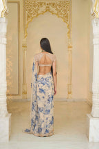 SAREE BLOUSE IVORY BLUE