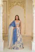 LEHENGA BLOUSE DUPATTA IVORY BLUE