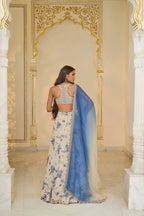 LEHENGA BLOUSE DUPATTA IVORY BLUE