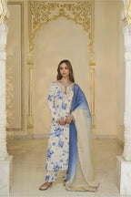 KURTA PANT DUPATTA IVORY BLUE