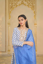 KURTA PANT DUPATTA IVORY BLUE