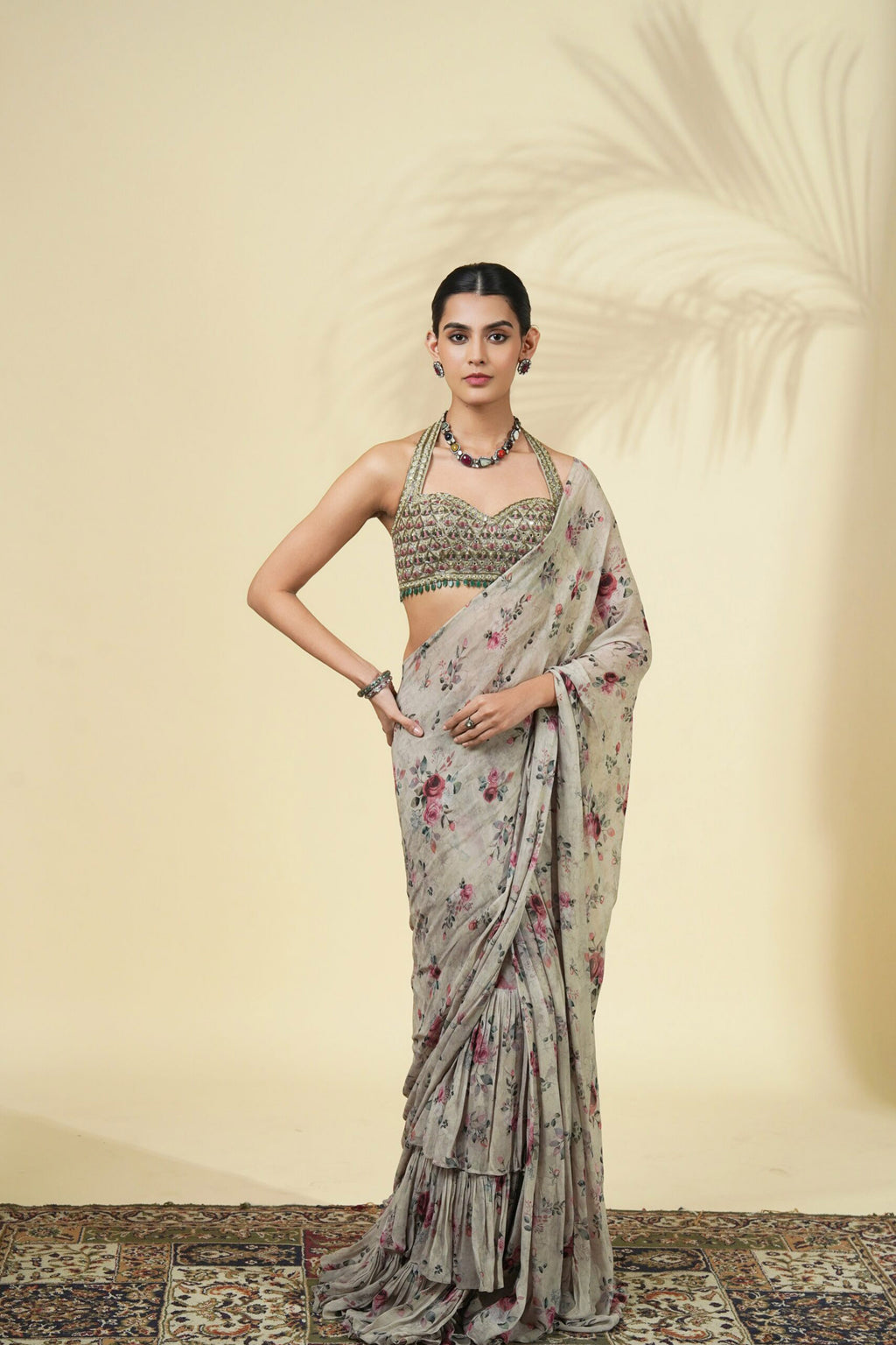DRAPED SAREE BLOUSE MULTICOLUR