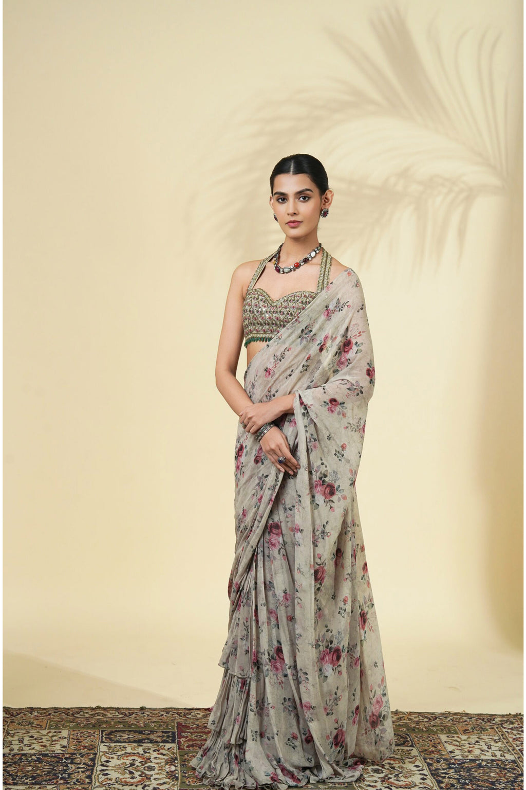DRAPED SAREE BLOUSE MULTICOLUR