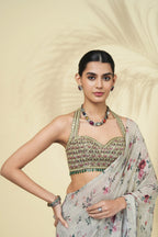 DRAPED SAREE BLOUSE MULTICOLUR