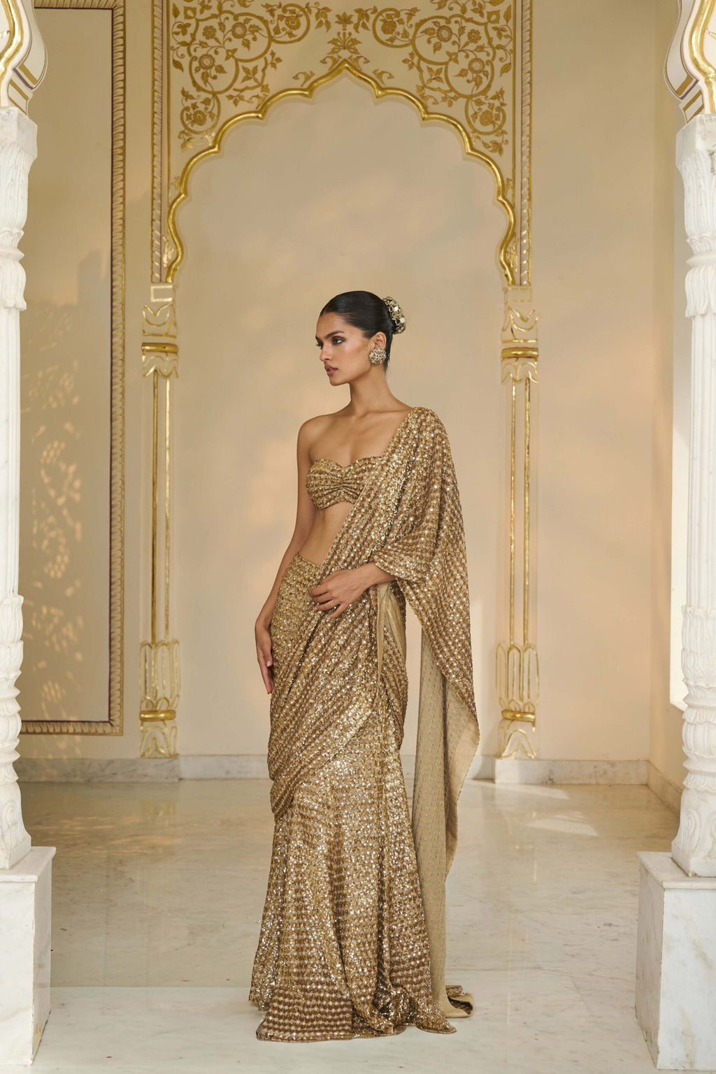 DRAPED SAREE BLOUSE GOLD