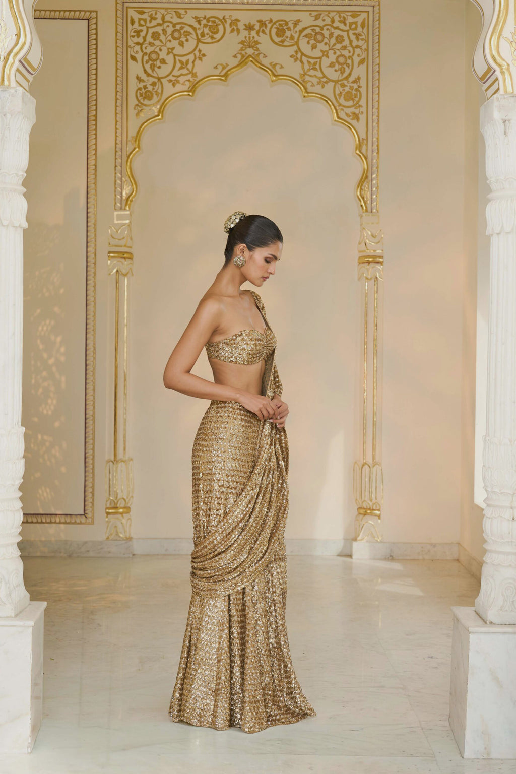 DRAPED SAREE BLOUSE GOLD