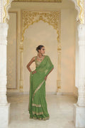 DRAPED SAREE BLOUSE WARM OLIVE