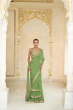 DRAPED SAREE BLOUSE WARM OLIVE